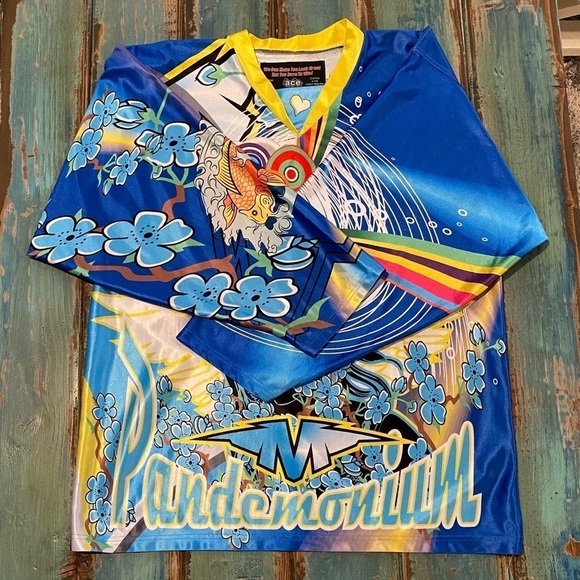 Ace Hockey Jersey Colorful Pinup Angel #28 Mustangs San Jose CA Med Unisex - Picture 3 of 7